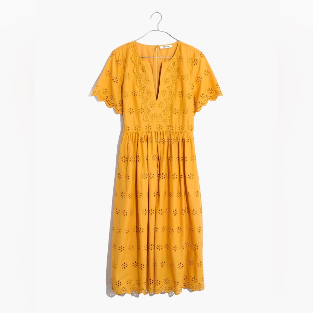 Madewell Scalloped Eyelet Midi Dress: Size 4